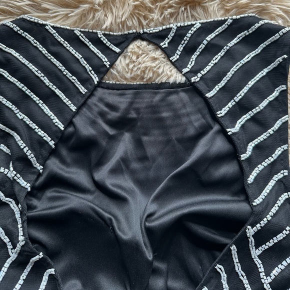 Aidan Mattox Black and Silver Beaded Blouse - Picture 11 of 14